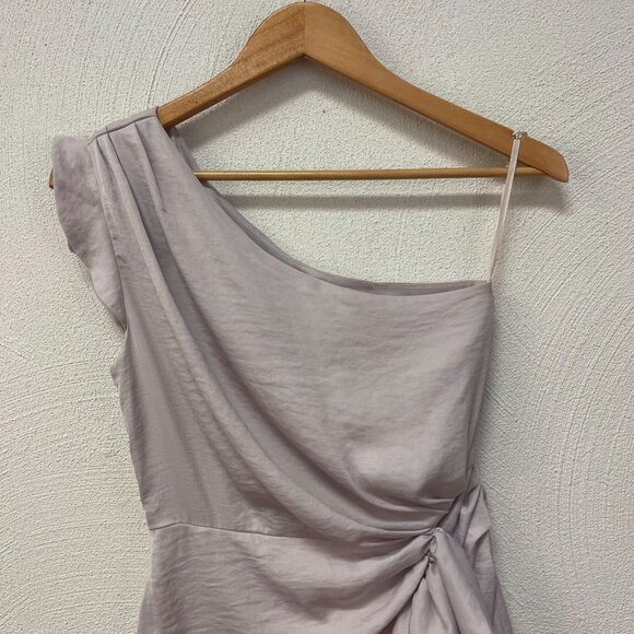 All Saints Lexi Dress One Shoulder Womens Asymmetric Hem Wrap Satin Pink US 4 - Picture 3 of 7